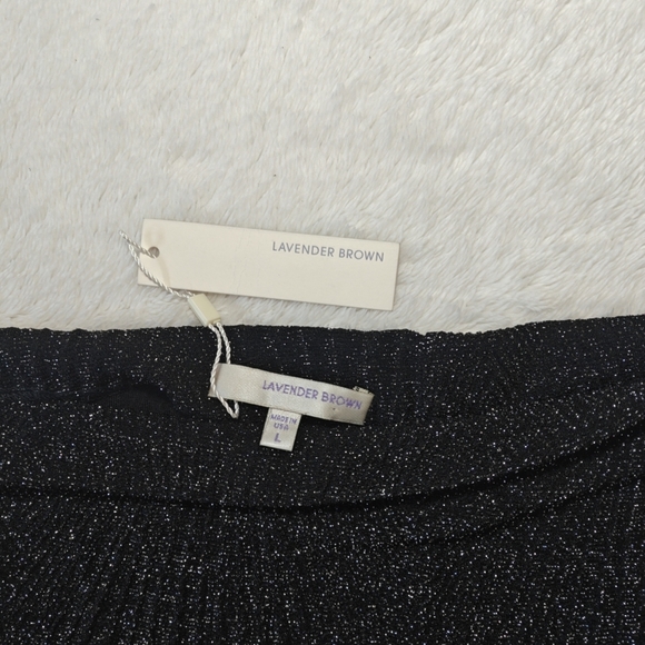 Lavender Brown Sz L Metallic Black Asymmetrical Long Sleeve Off The Shoulder - Picture 3 of 4
